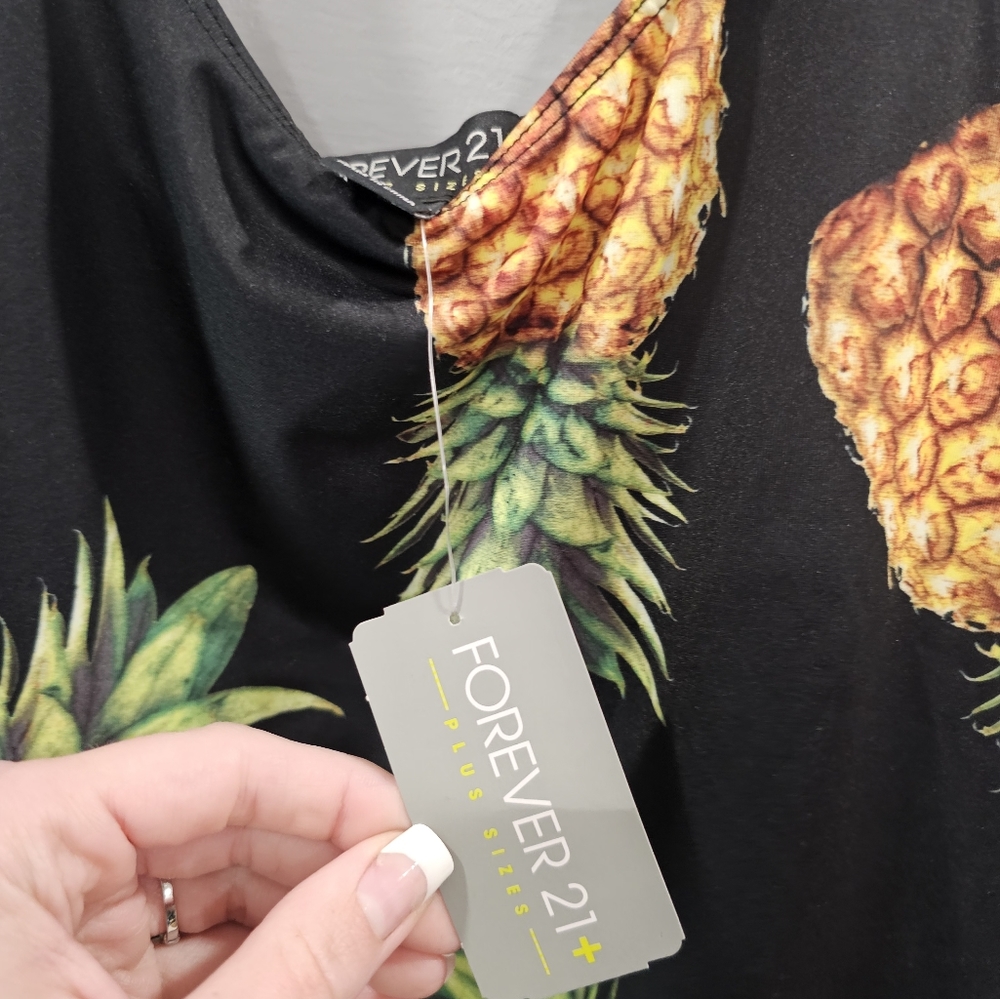 Forever 21 Black Pineapple Print One Piece Swimsuit - Picture 4 of 7